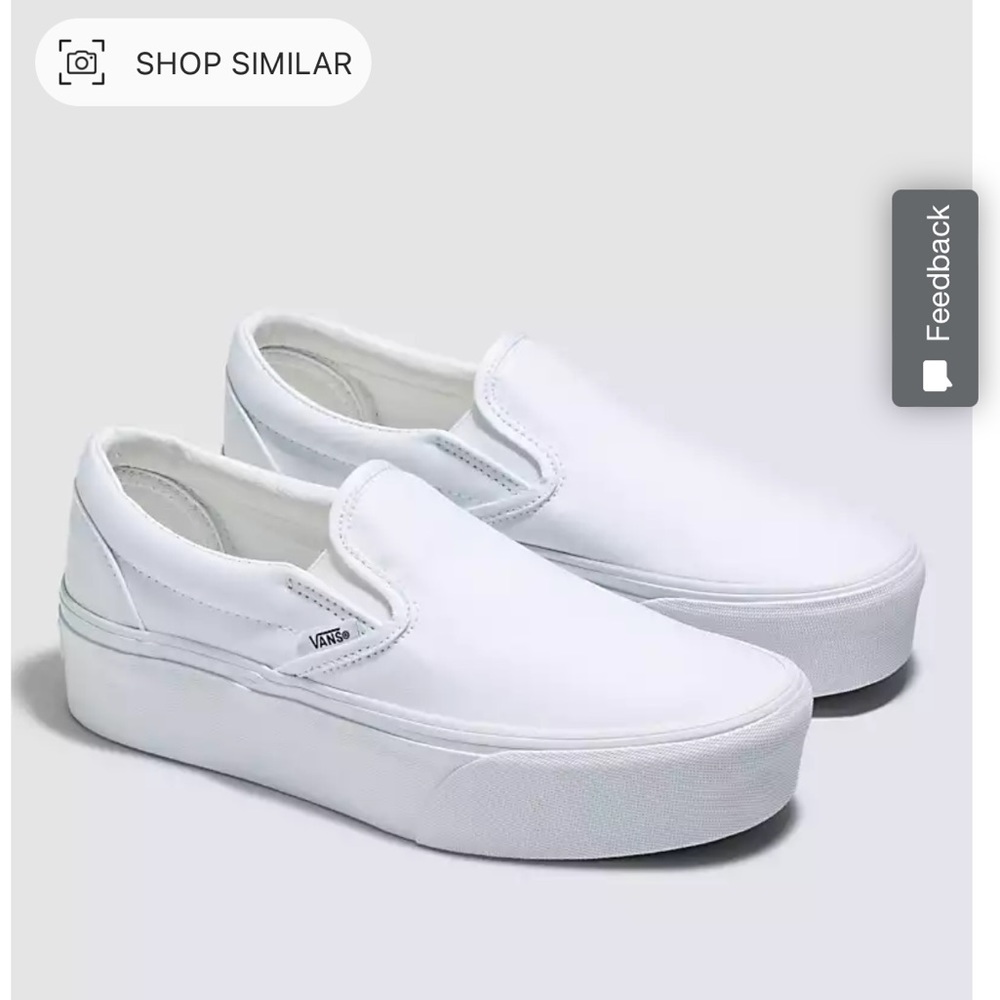 VANS PLATFORM CLASSIC SLIP-ON SHOE SIZE 7 MENS 8.5 WOMENS IN WHITE